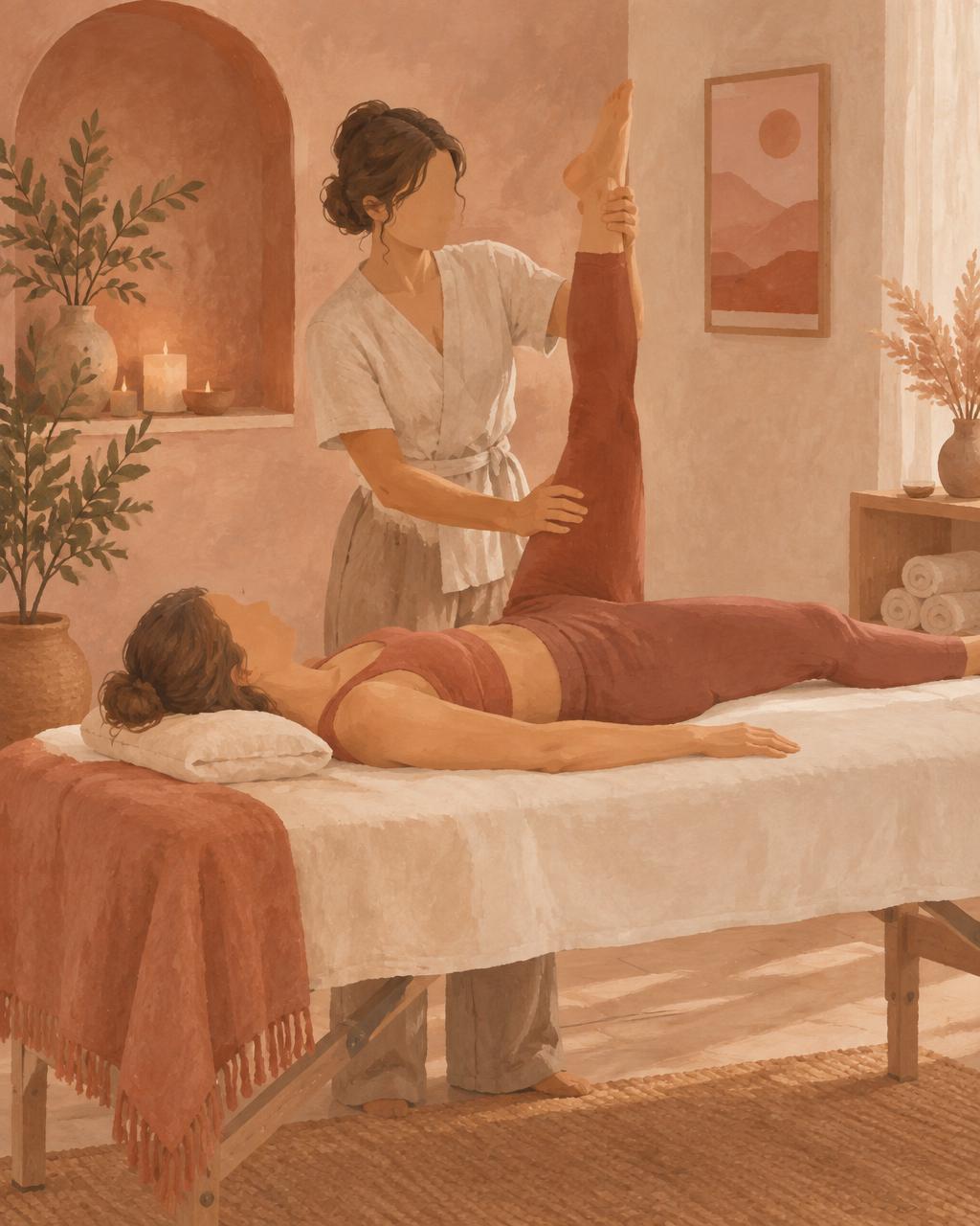 Illustration of assisted stretching